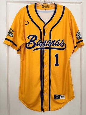 Bananas Men's Yellow Baseball Jersey - Number 1